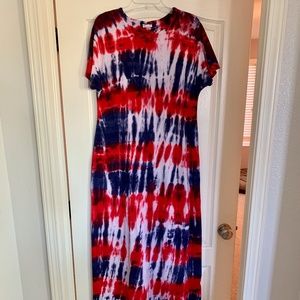 LuLaRoe 🇺🇸EUC Size M Patriotic Maria Maxi Dress